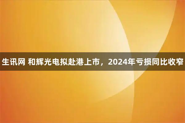 生讯网 和辉光电拟赴港上市，2024年亏损同比收窄
